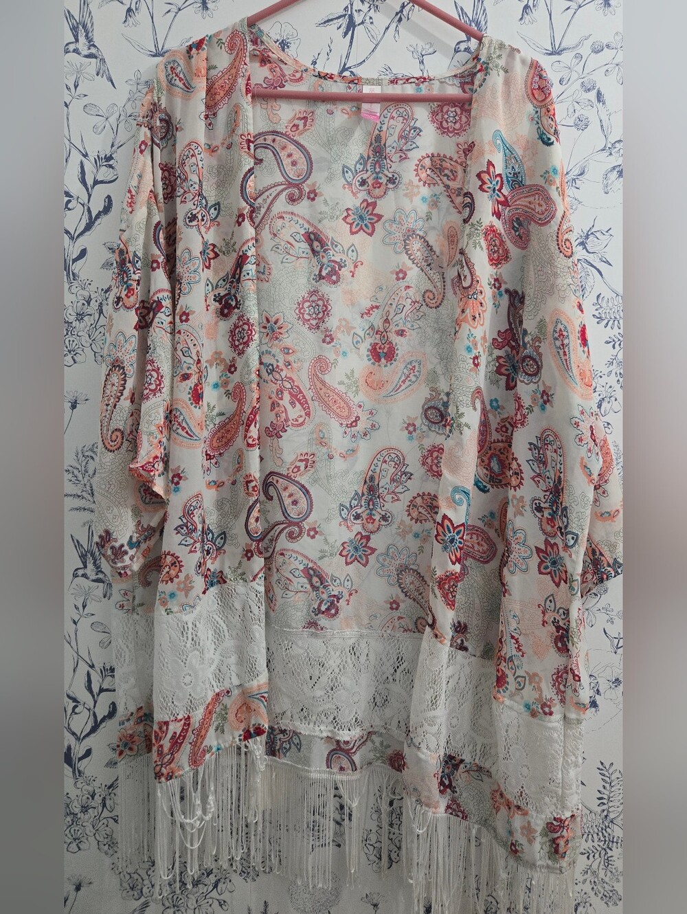 Cream Paisley Sheer Kimono Size Xxl